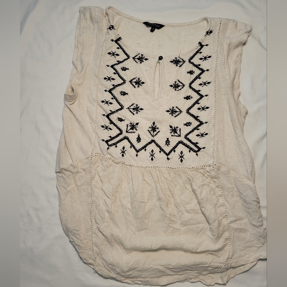 Womens Cream Lucky Brand Size Small Tank Top Blouse